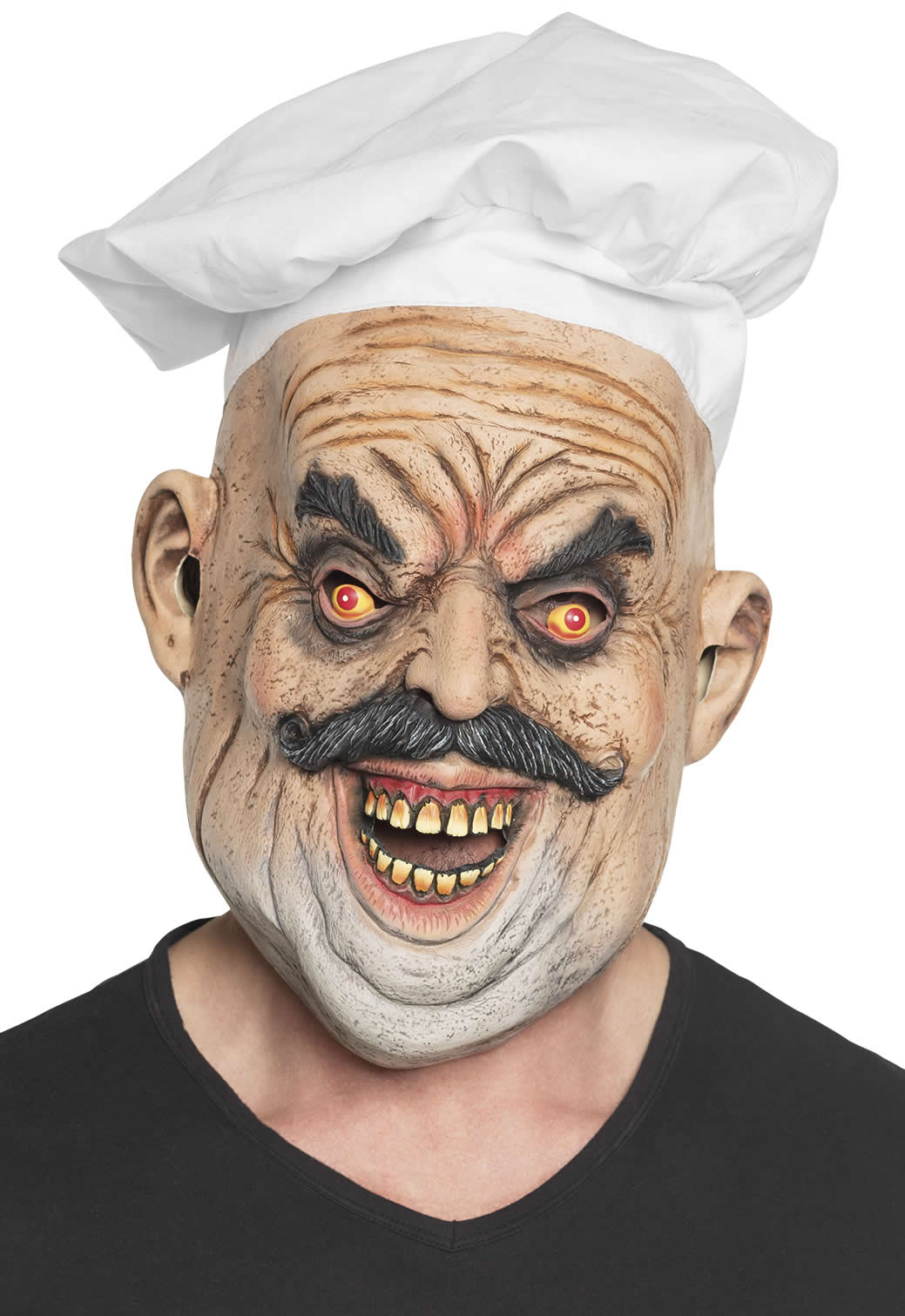 Maske Koch Evil Chef Mit Mutze Latex Horror Grusel Karneval Halloween Ebay